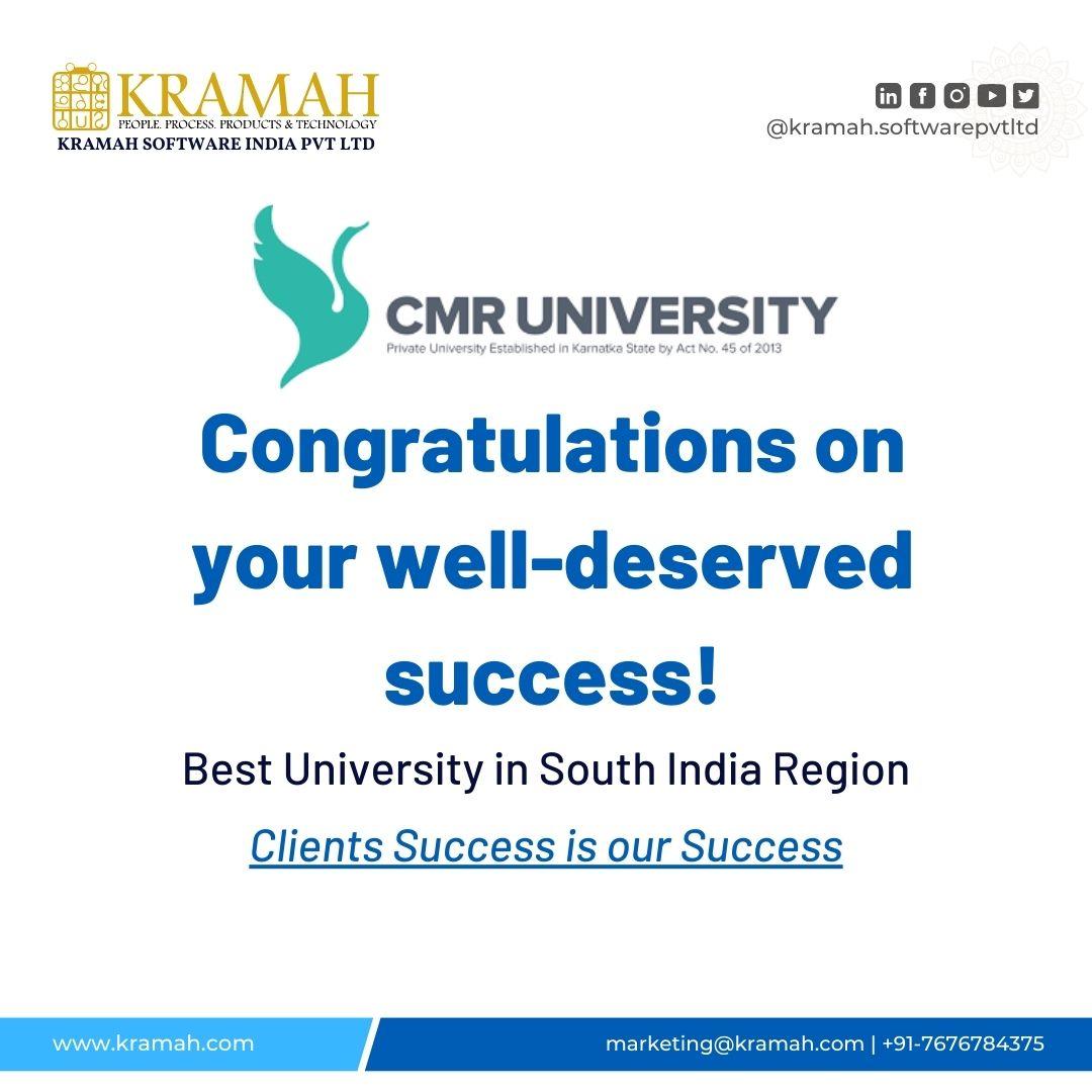 CMR University Best University in South India Region Award Banner